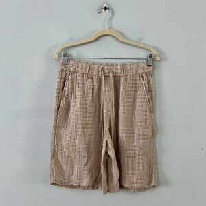 Eileen Fisher Shorts Puckered Pebble Gingham Organic Linen NWT Size XS